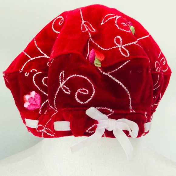 Velvet Embroidered Baby Hat 6 to 12 Months Red Cap The Childrens Place - Picture 1 of 4